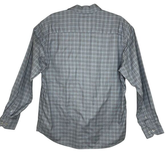 Johnston & Murphy Men's Button Down Shirt Large Blue Brown Plaid Long Sleeve - Picture 4 of 6